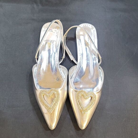 BRAND NEW PAZZLE RHINESTONE HEART DESIGN SLINGBACK FLAT - Picture 2 of 16